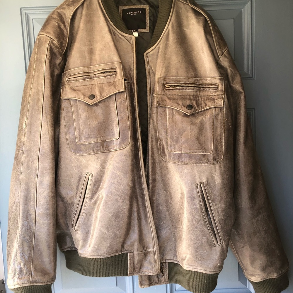 Leather Jacket - Olive Colored. - image 2